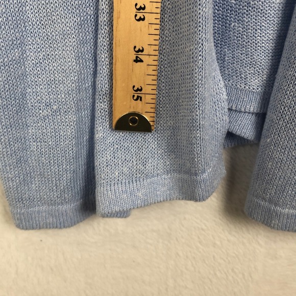 J. JILL Linen Blend Open Front Knit Cardigan Sweater‎ Sz XL Light Blue Pockets - Picture 7 of 10